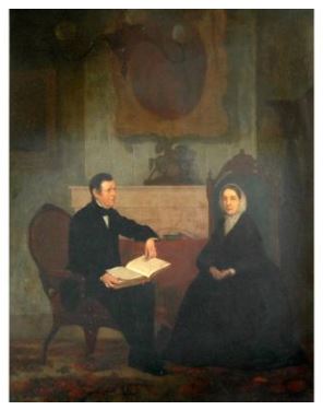 Attributed to Henry Sargent - Couple in a Interior -  Oil on canvas
